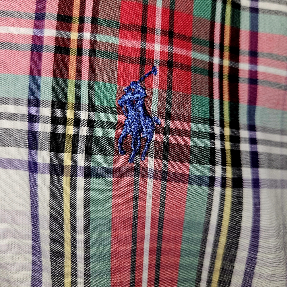 Ralph LAUREN Men's Plaid Shirt - Red, Green, White